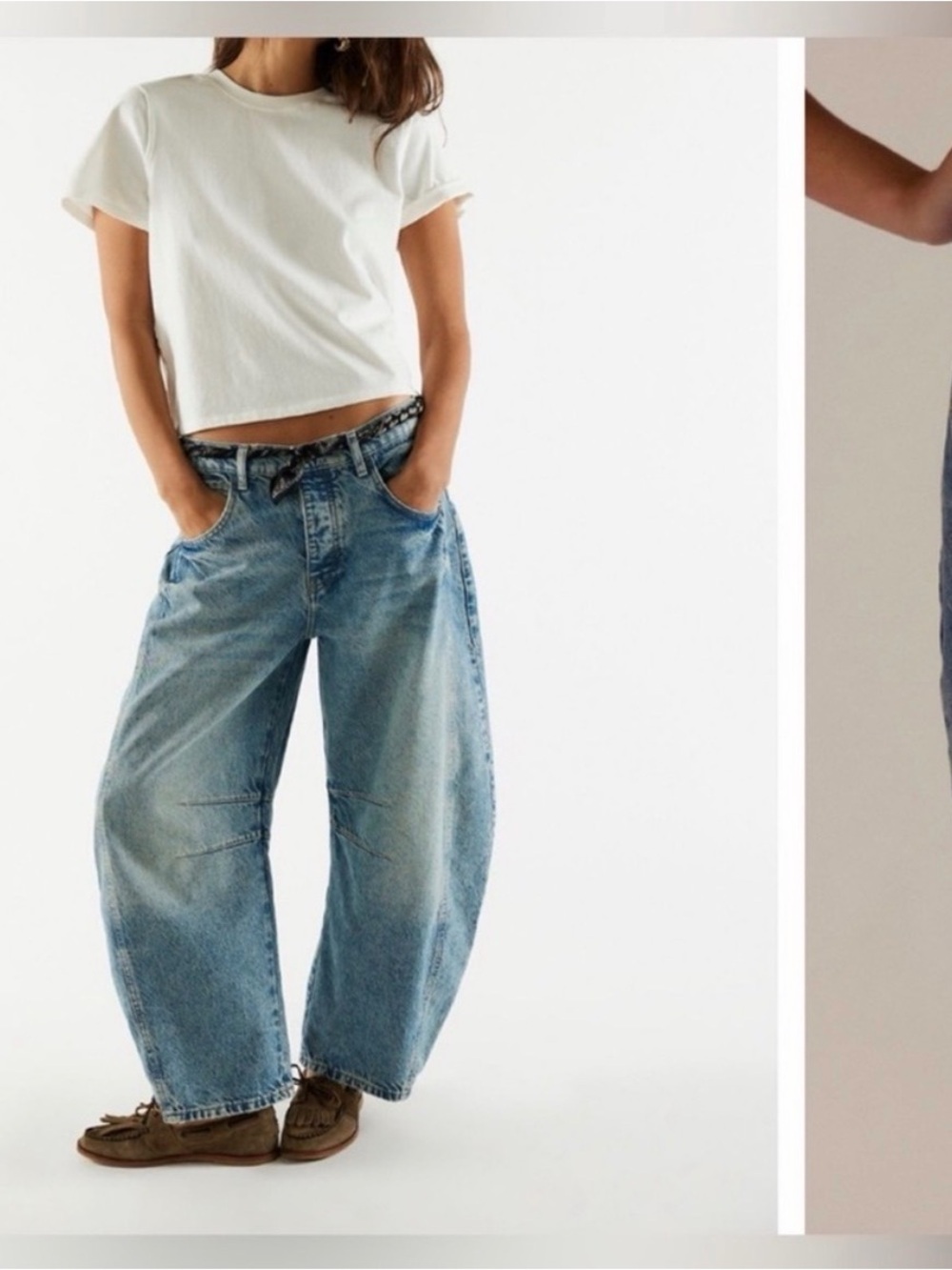NWT Free People We the Free Women’s 26 Good Luck Mid Rise Barrel Leg Jeans - Picture 2 of 16